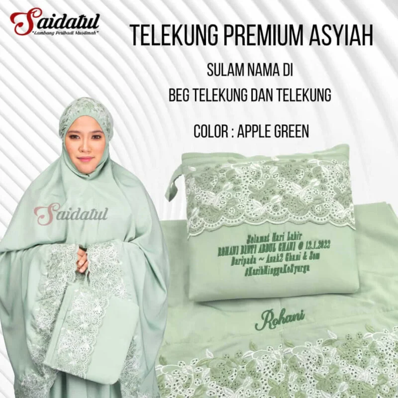 [Sulam Nama Di Telekung Anda] Telekung Premium Asyiah Telekung Bersulam