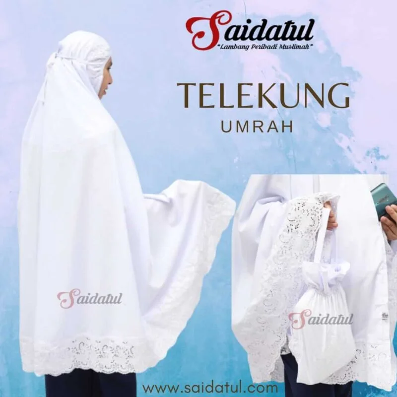 Telekung Umrah Berpoket Berzip - Tiada Kain